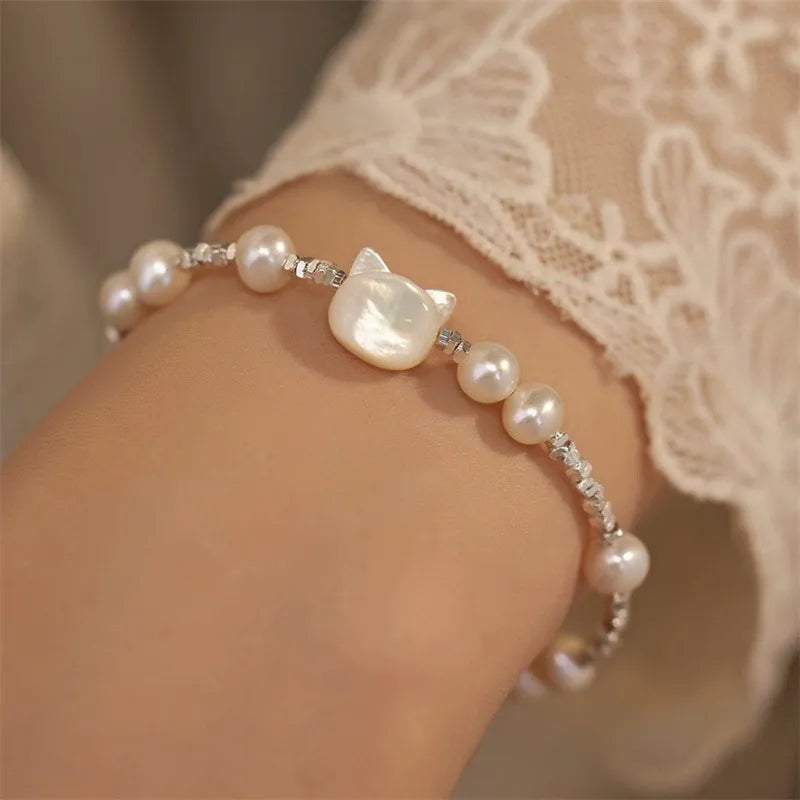 Whisker Charm Pearl Bracelet