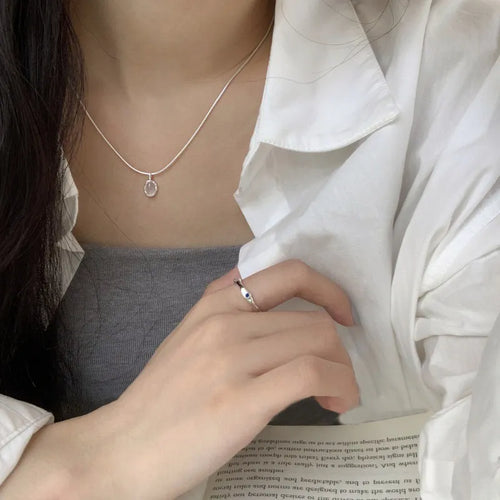 Oval White Agate Necklace