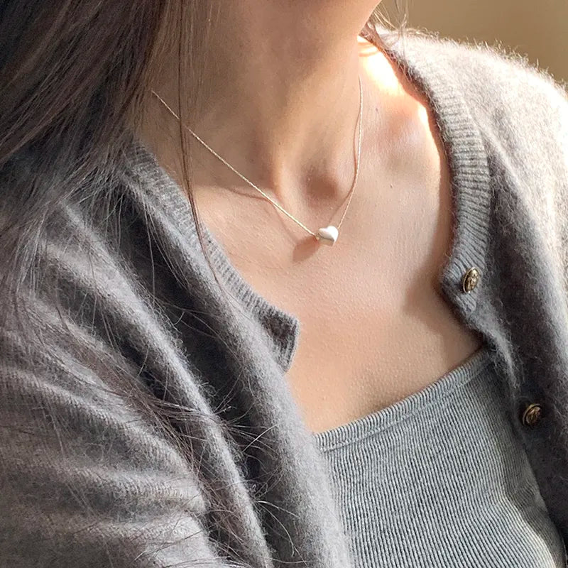 Brushed Heart Necklace